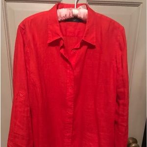 Ralph Lauren orange linen shirt size large  no tags never worn